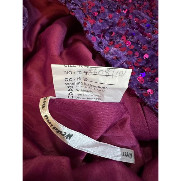 Purple Sequin One-Shoulder Bodycon Mini Dress – Fits Like M/L - Picture 3 of 3